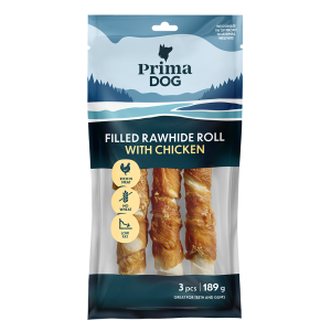 PrimaDog täidetud närimiskondid kanalihaga 18cm, 3tk, 189g