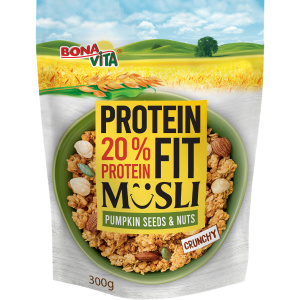 Bonavita proteiinimüsli kõrvitsaseemnete ja pähklitega 300 g SOODUS! Parim enne: 28.11.26